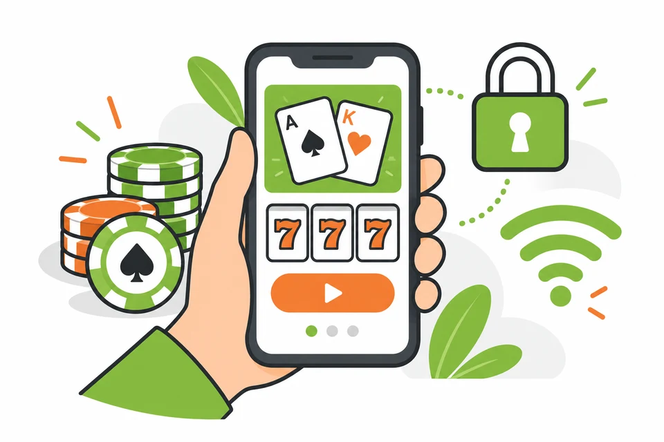 Mobile device with casino game controls