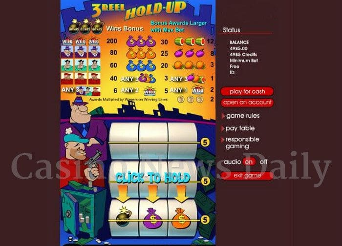 3-Reel Hold-up MultiSpin with Bonus Online Slot