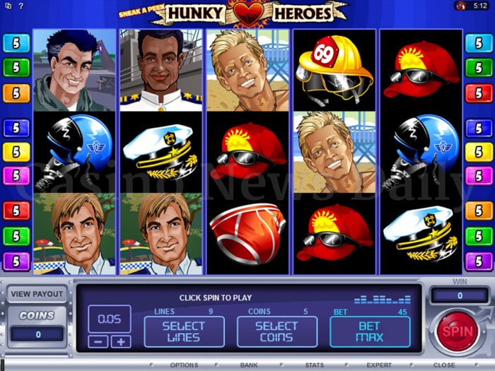 Sneak a Peek Hunky Heroes Slot microgaming