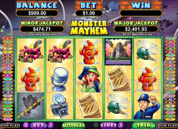 Monster Mayhem 50-Line Online Slot
