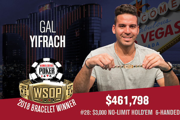Gal Yifrach Wins First Gold Bracelet in 2018 WSOP $3,000 No-Limit Hold’em 6-Handed