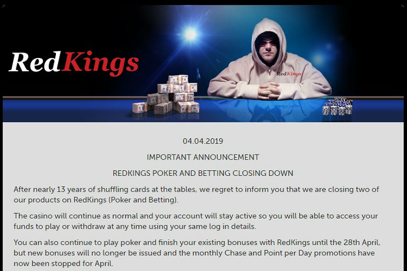 RedKings Online Poker, Betting Products Bite The Dust