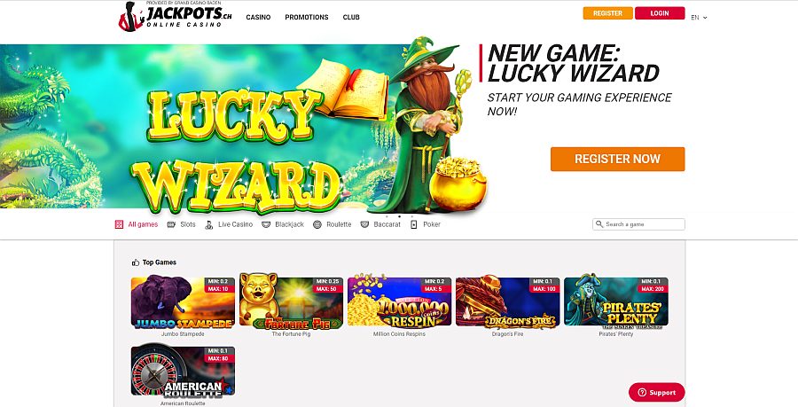Jackpotsch Casino homepage