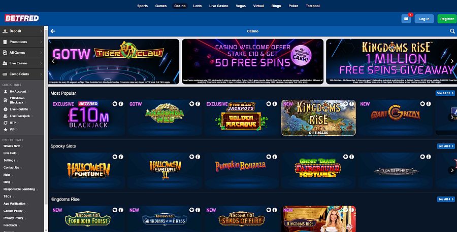 Betfred casino free spins slots