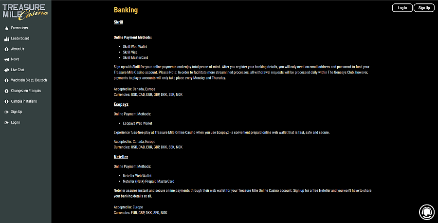 Treasuremile Online Casino