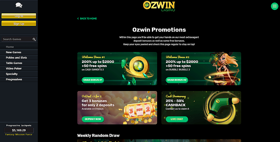 Ozwin Casino Promotions