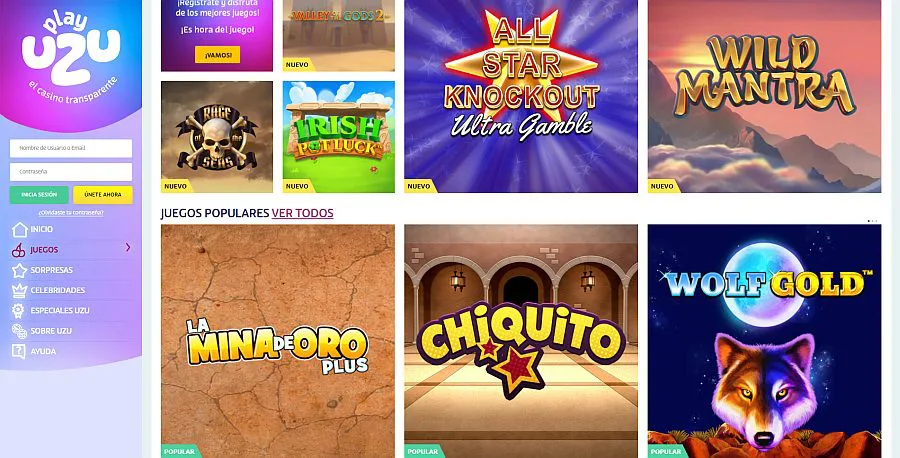 PlayUZU casino games