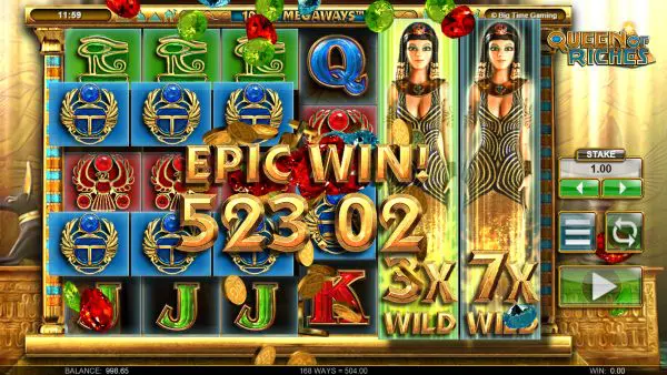 Queen of Riches Megaways slot reels