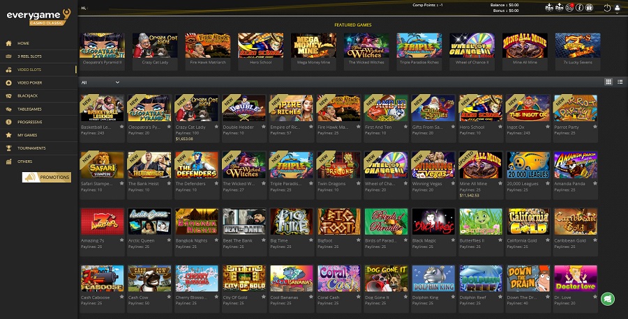 Everygame Classic Casino Lobby