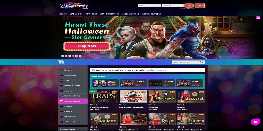 Eddy Casino live games