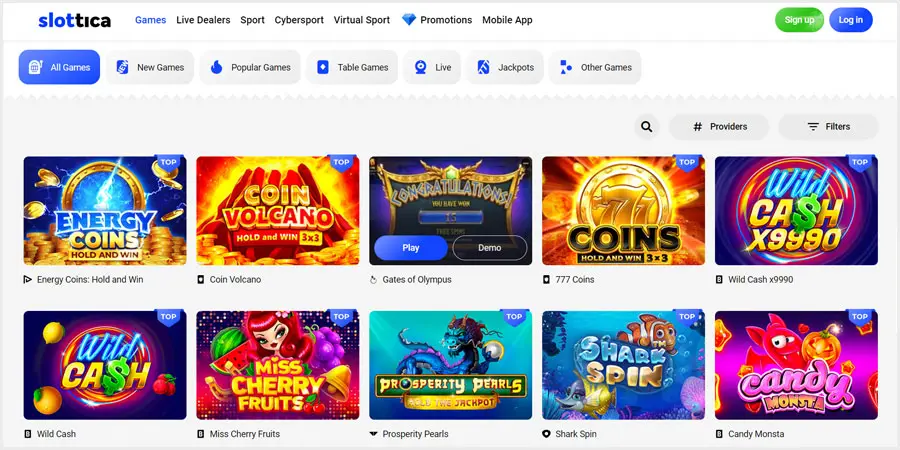 Gry w Slottica Casino