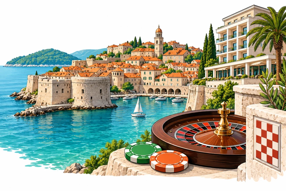 Croatian coastal architecture and casino tourism on the Adriatic