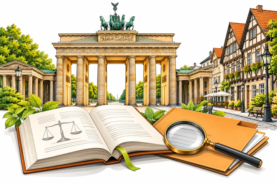 Illustrated Germany landmarks with reference books and documents for the relevant legislation in germany section