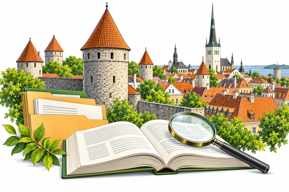 Illustrated Estonia landmarks with reference books and documents for the relevant legislation and legal framework section