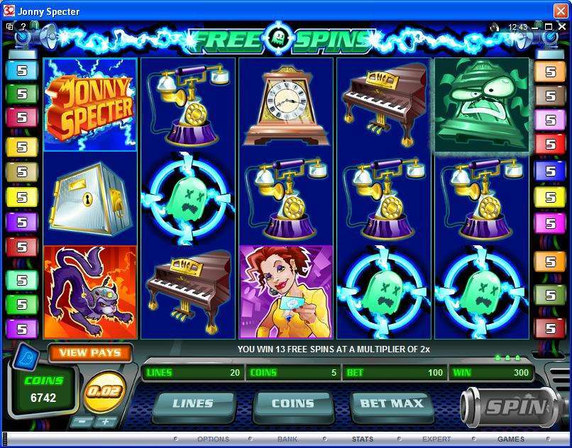Original Jonny Specter screen awarding 13 free spins at a 2x multiplier
