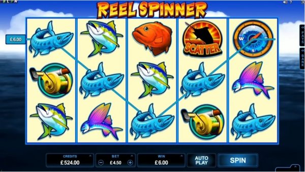 Reel Spinner original desktop reels showing a4.50pound bet and6pound win