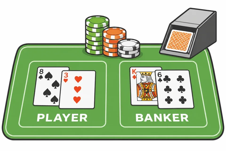 Player and banker card hands in baccarat