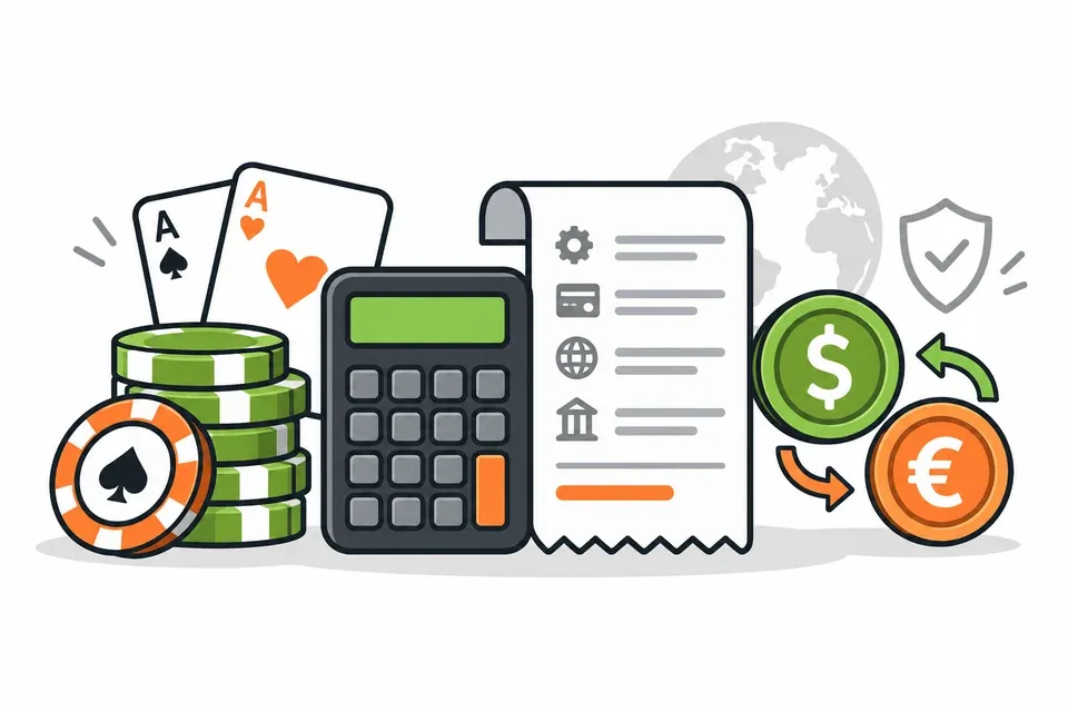 Transaction fees and currency conversion illustration