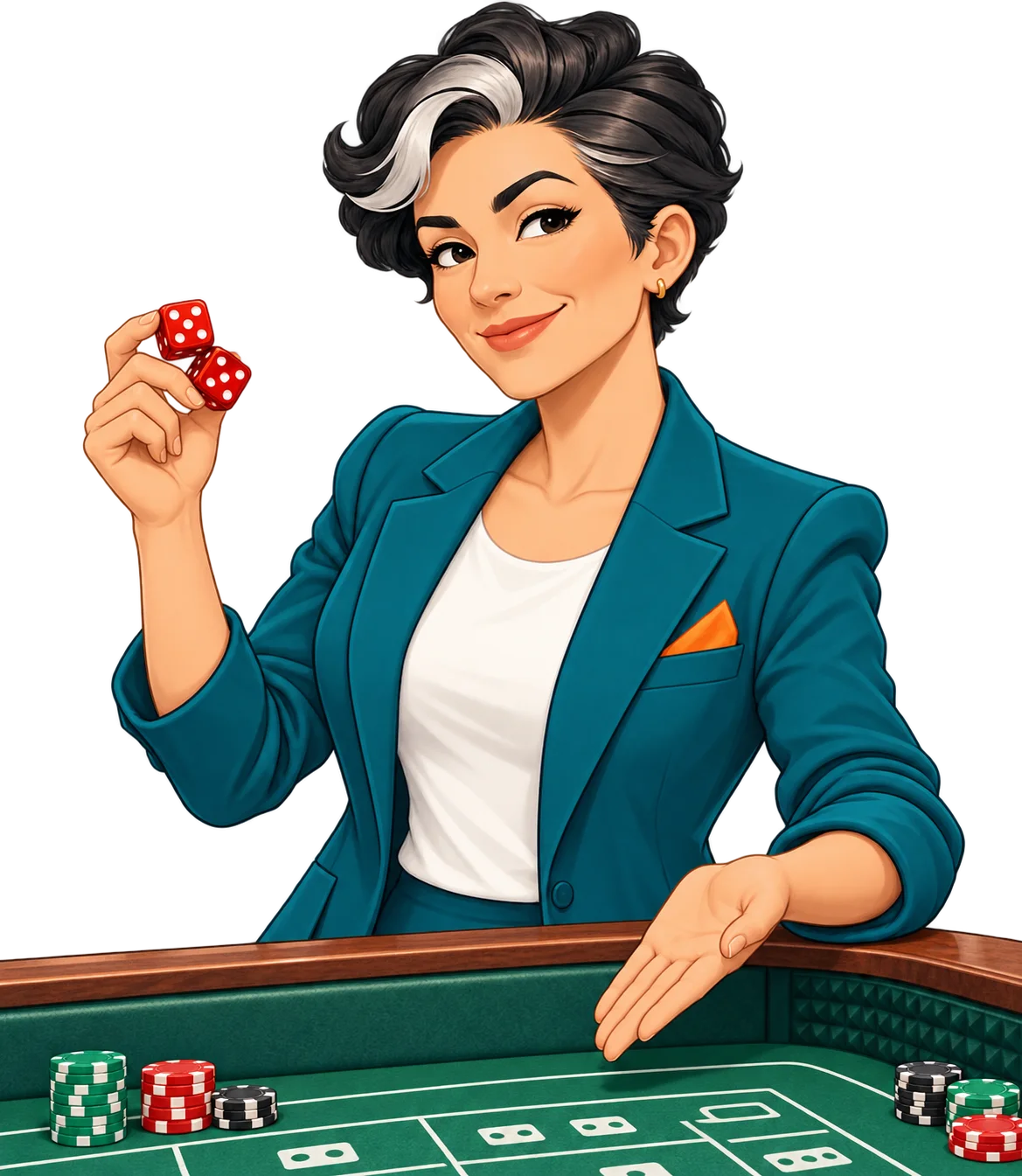 CND correspondent demonstrates two dice at a craps table