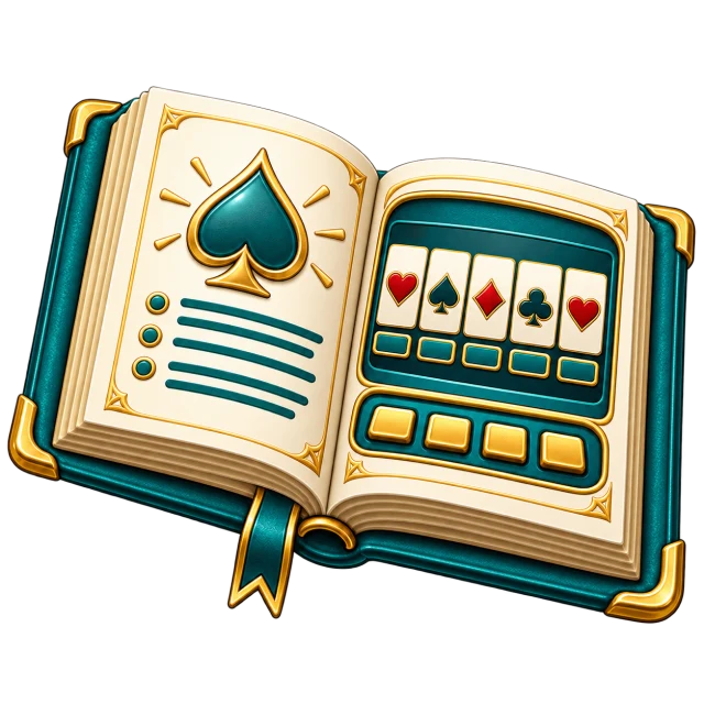 Illustrated video poker guidebook and card screen