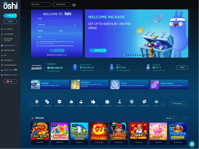 Oshi Casino 20.11.2025. hp