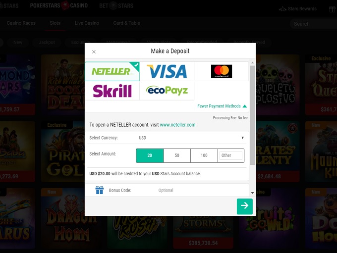 PokerStars Casino Bank 