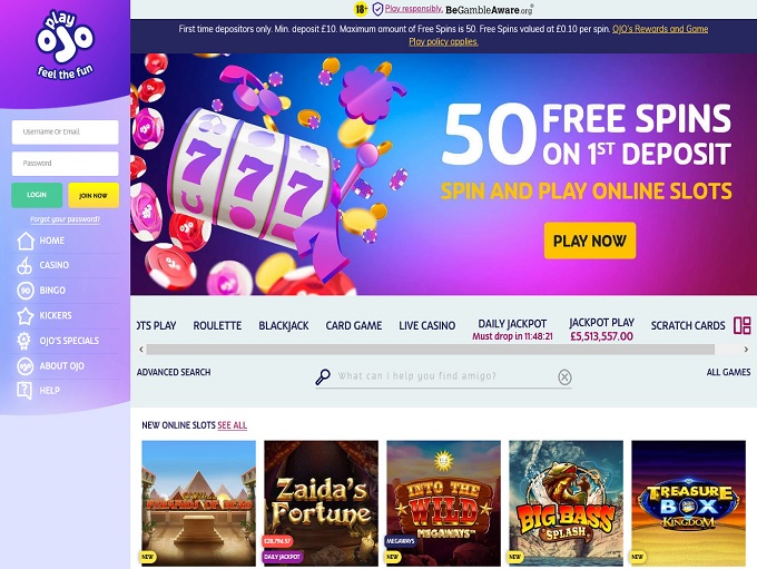 PlayOJO Casino 29.06.2022. hp 