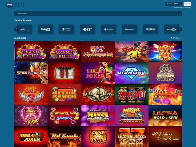 Yeti Casino 11.04.2023. Lobby 