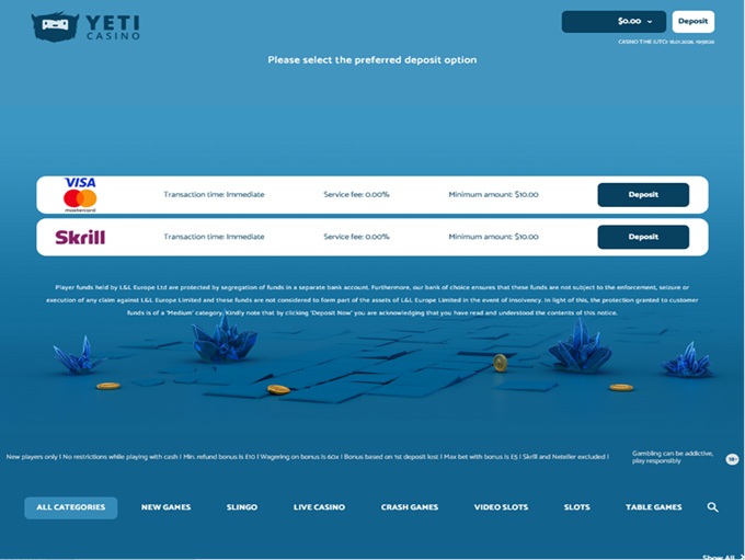 Yeti Casino 18.01.2026. bank