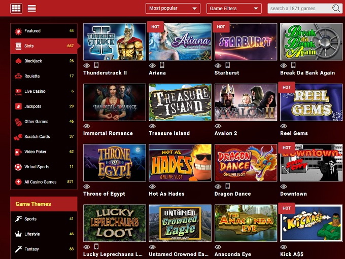 Mongoose Casino lobby