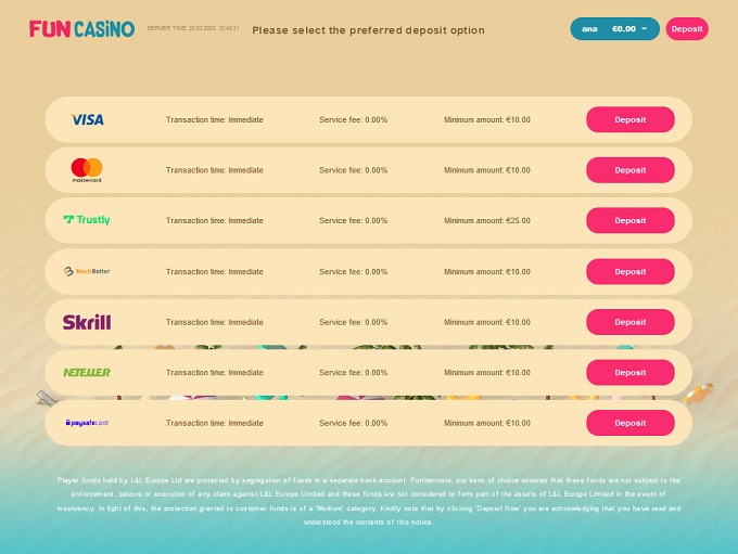 Fun Casino 23.03.2023. Bank 