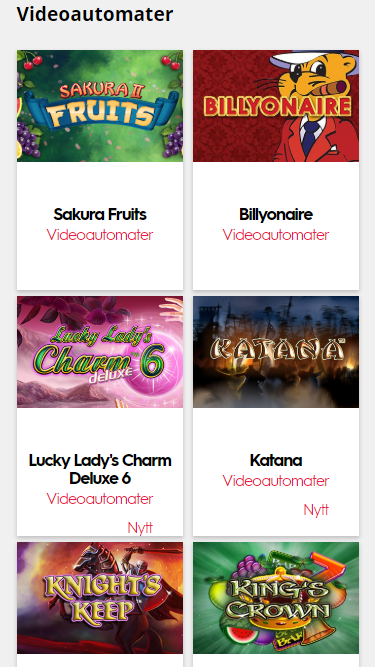 Norges Casino Mobile Lobby 