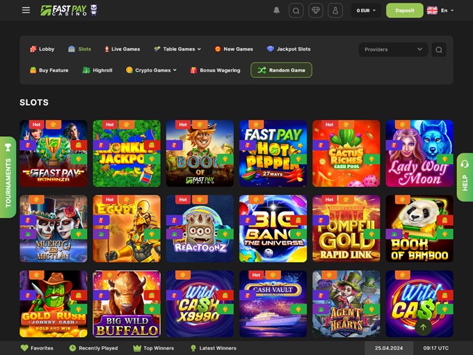 Fastpay Casino 25.04.2024. Lobby