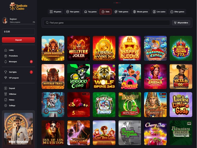 Syndicate Casino 18.08.2025. lobby 