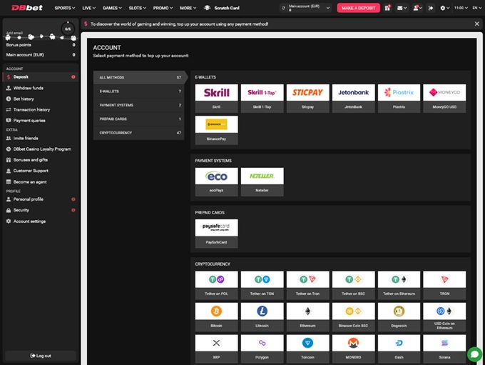 DBbet Casino 04.11.2025. Bank