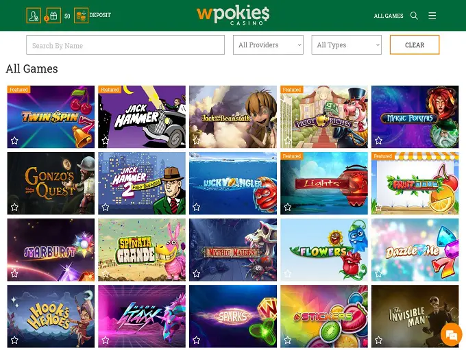 WPokies Online Casino 24.06.2021. lobby