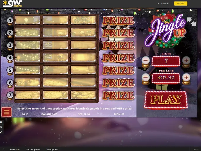 GW Casino Game Interface