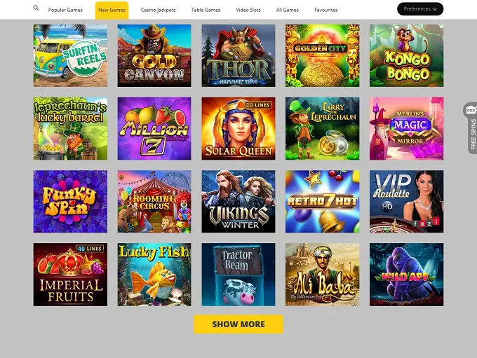 GW Casino online platform lobby interface showing game categories