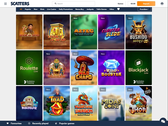 Scatters Casino 19.04.2021. lobby 