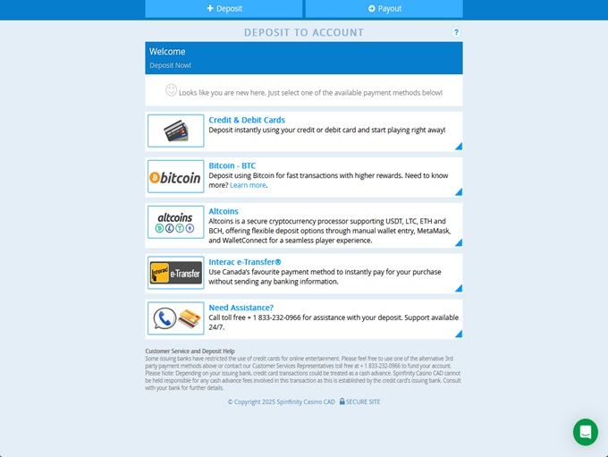 Spinfinity Casino 16.12.2025. Bank