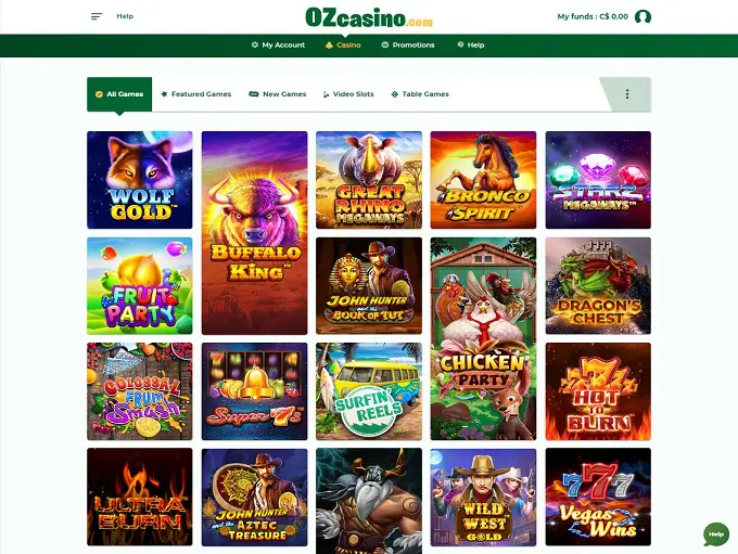 OzCasino lobby