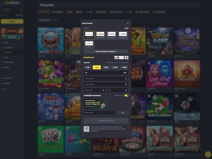 GetSlots Casino 13.10.2025. Bank