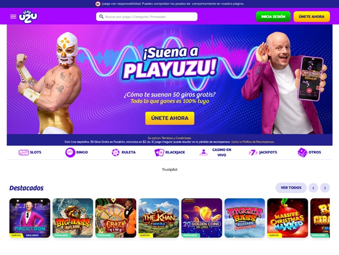 Interfaz de Playuzu Casino