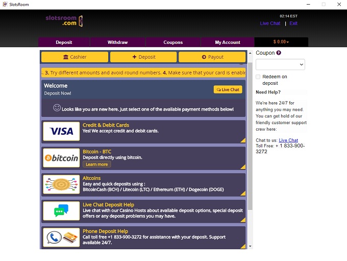 Slotsroom.com Casino bank 