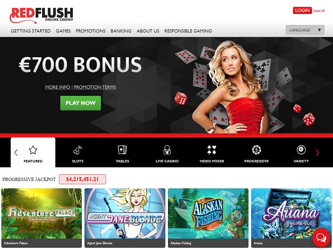 Red Flush Casino new home page 