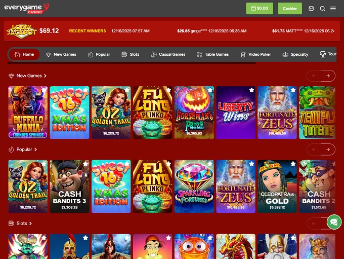 Everygame Casino Lobby 16.12.2025
