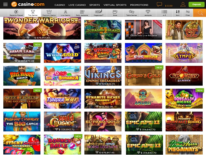 Casino.com 28.10.2021. Lobby 