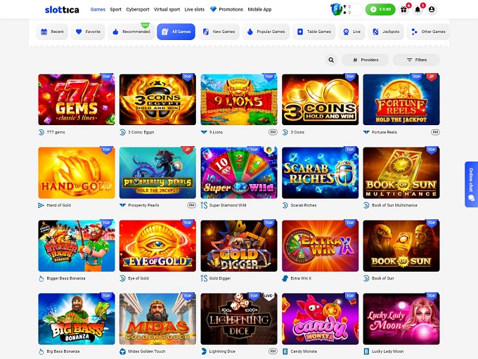 Slottica Casino lobby