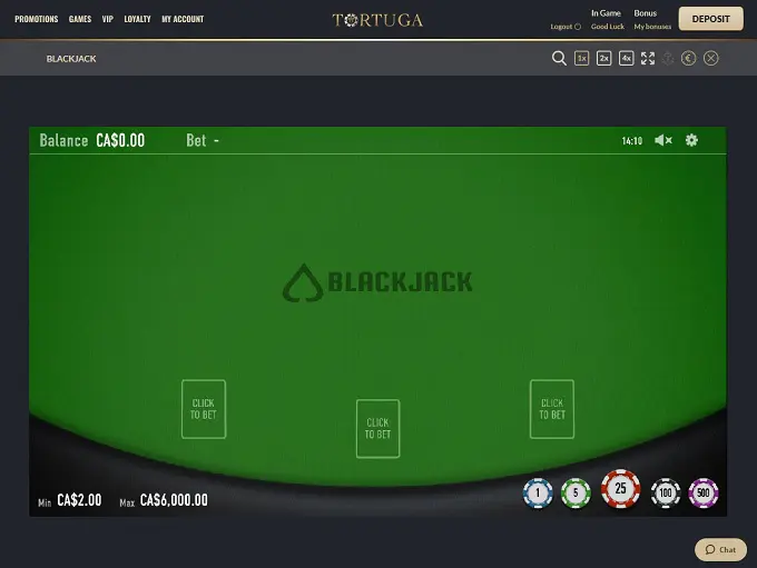 Interface de jeu Tortuga Casino montrant des machines à sous