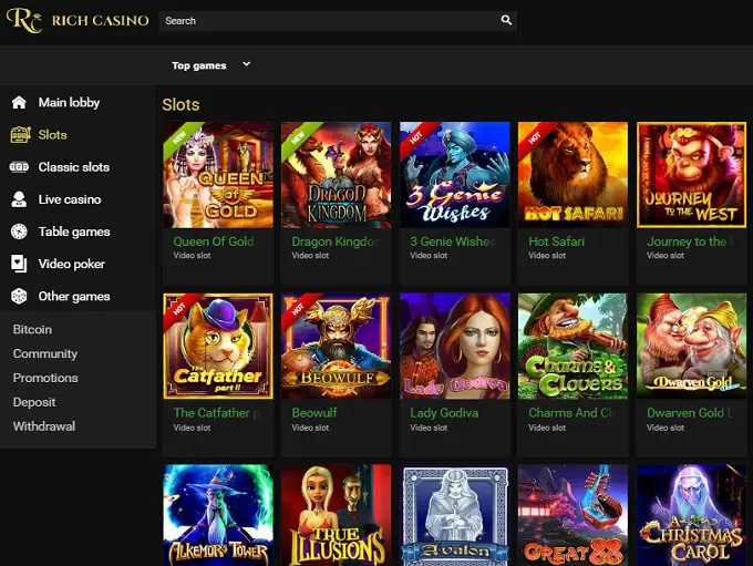Rich Casino Game Lobby Interface